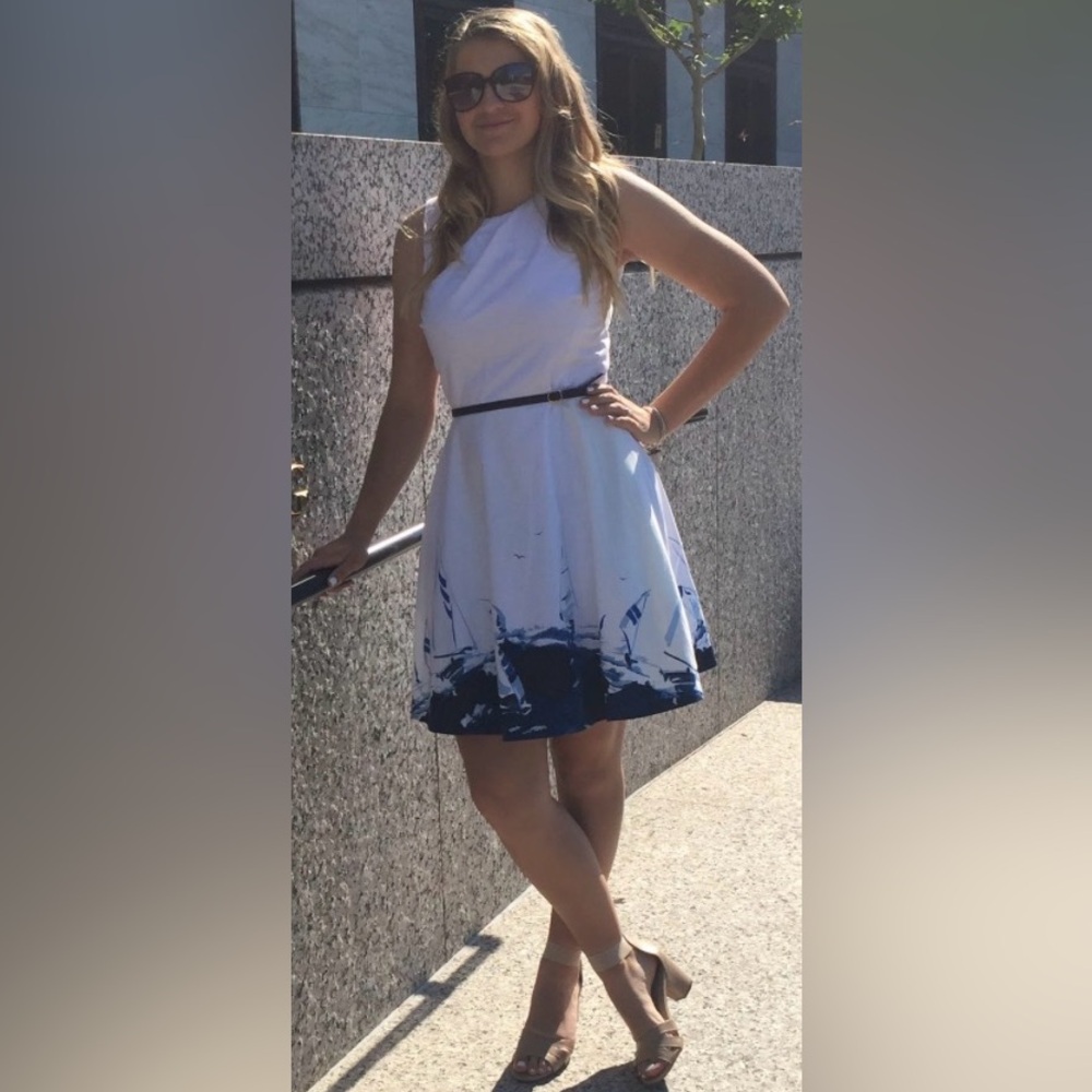 Tommy Hilfiger White Dress with Navy Accents